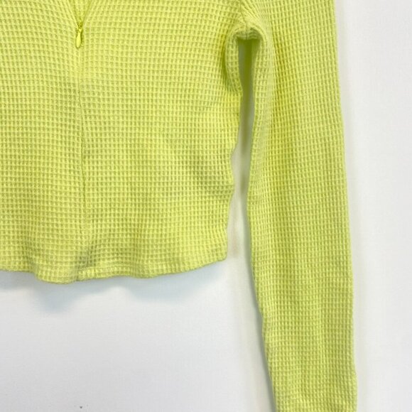 BDG Neon Waffle Knit Quarter Zip Crop Top - Picture 6 of 10